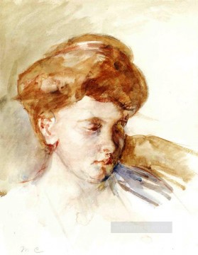 メアリー・カサット Painting - 若い女性の頭 母親の子供たち メアリー・カサット